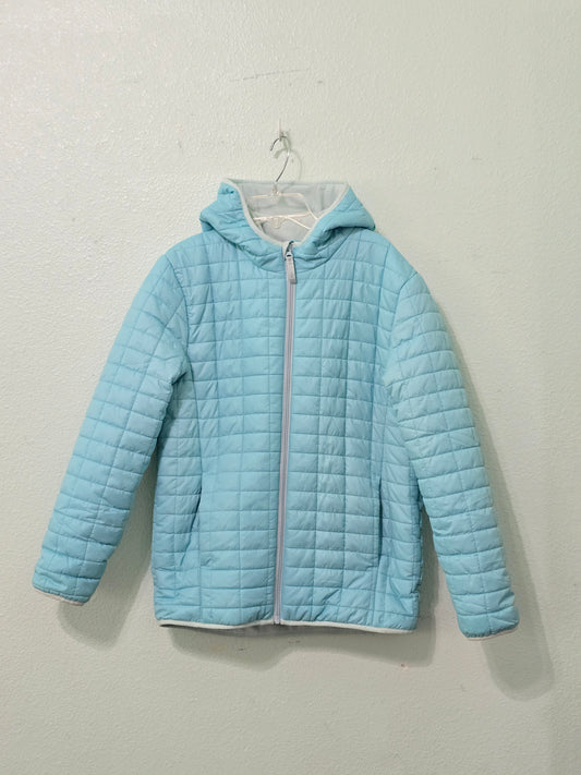 Cat & Jack Blue Puffer Quilt Fleece Lined Hoodie Full Zip Girls Youth Jacket XL
