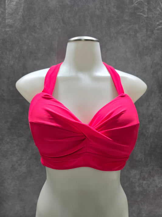 Pink Halter Beach Flamingo 90s Swim Beach Resort Vacation Bikini Top Large