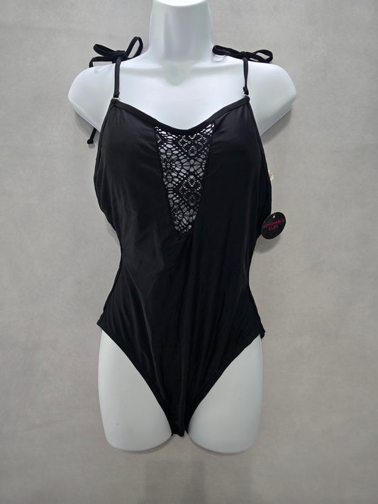 Black Lace One Piece Swimsuit Whimsygoth 90s Vacation Beach Goth Dark Large