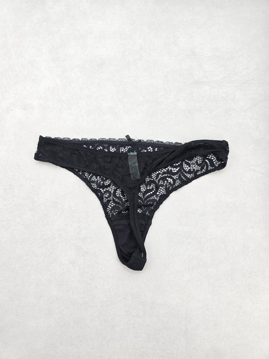 Hema Black Lace Dainty Whimsy Boho Goth Fairy Coquette Bridal Panties Large SKU: A1-42