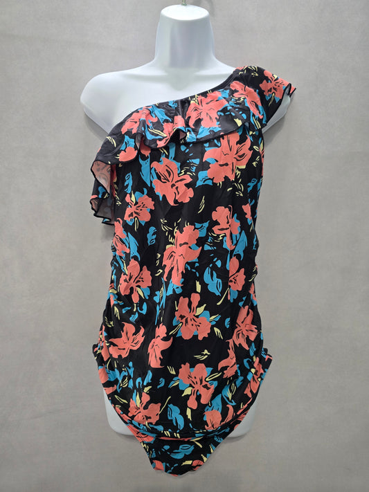 Summer Mae Floral Ruffle One Piece Swimsuit Beach Resort Boho Gothcore 90s Large