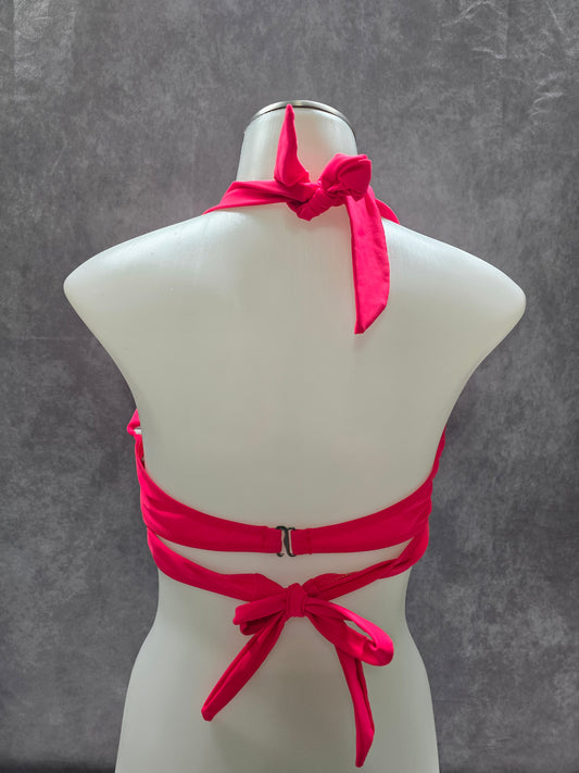 Pink Halter Beach Flamingo 90s Swim Beach Resort Vacation Bikini Top Large