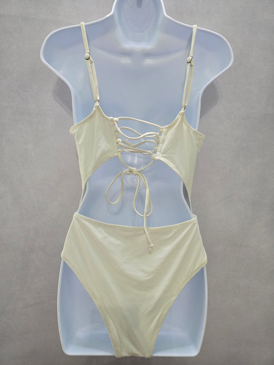 White One Piece 90s Y2K Swimsuit Beach Vacation Resort Sexy Large