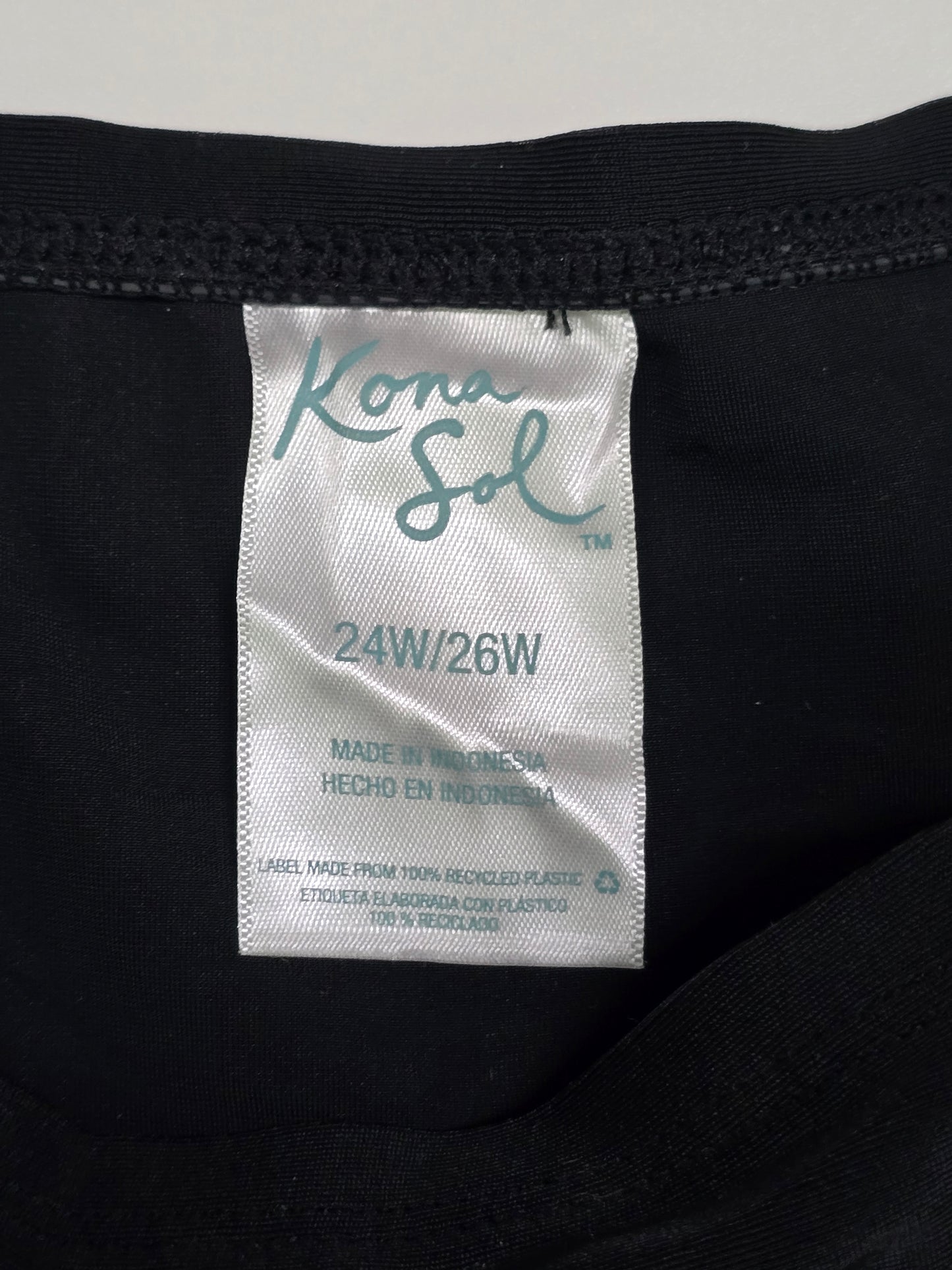 Kona Sol Black Swim Shorts Beach Goth Whimsy Vacation Plus 24W 26W 3XL