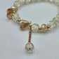 Gold Clear Bead Link Chain Stretch Elastic Bracelet B8