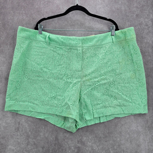 Cato Green Lace Classic Boho Active Preppy Beach Cotton Shorts Plus 3XL 26W