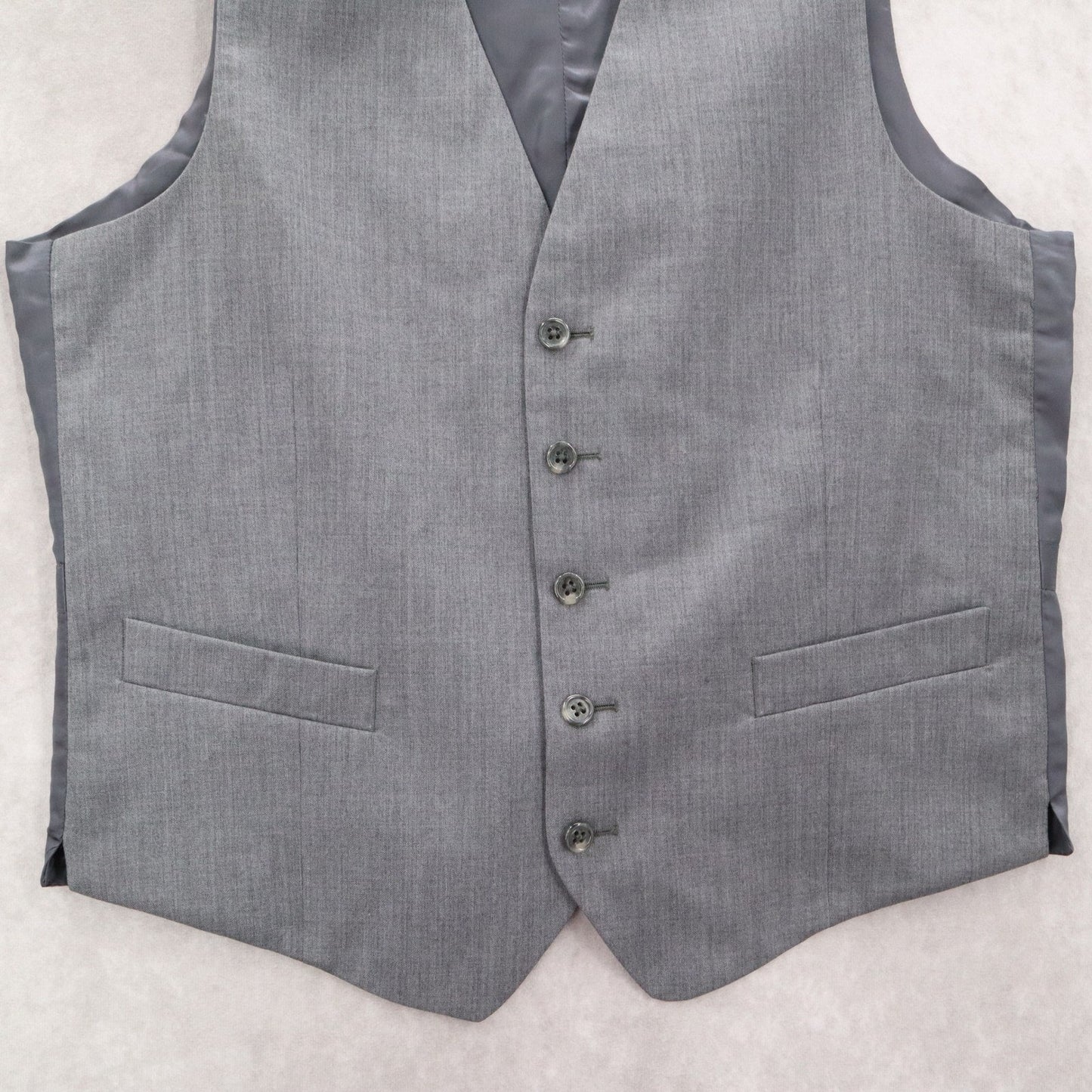 Jos A Bank Gray 5 Button Point Welt Pocket Wool Waistcoat Tuxedo Suit Vest S 42R