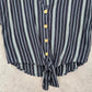 Universal Thread Blue Stripes Tie Front Button Down Top Blouse Size XS