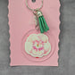 Letter Keychain Clear Silver Circle Handmade Acrylic Tassel Flower V Green