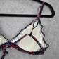 Old Navy Blue Floral Bikini Top Swimwear Swimsuit Padded Ruffle Small