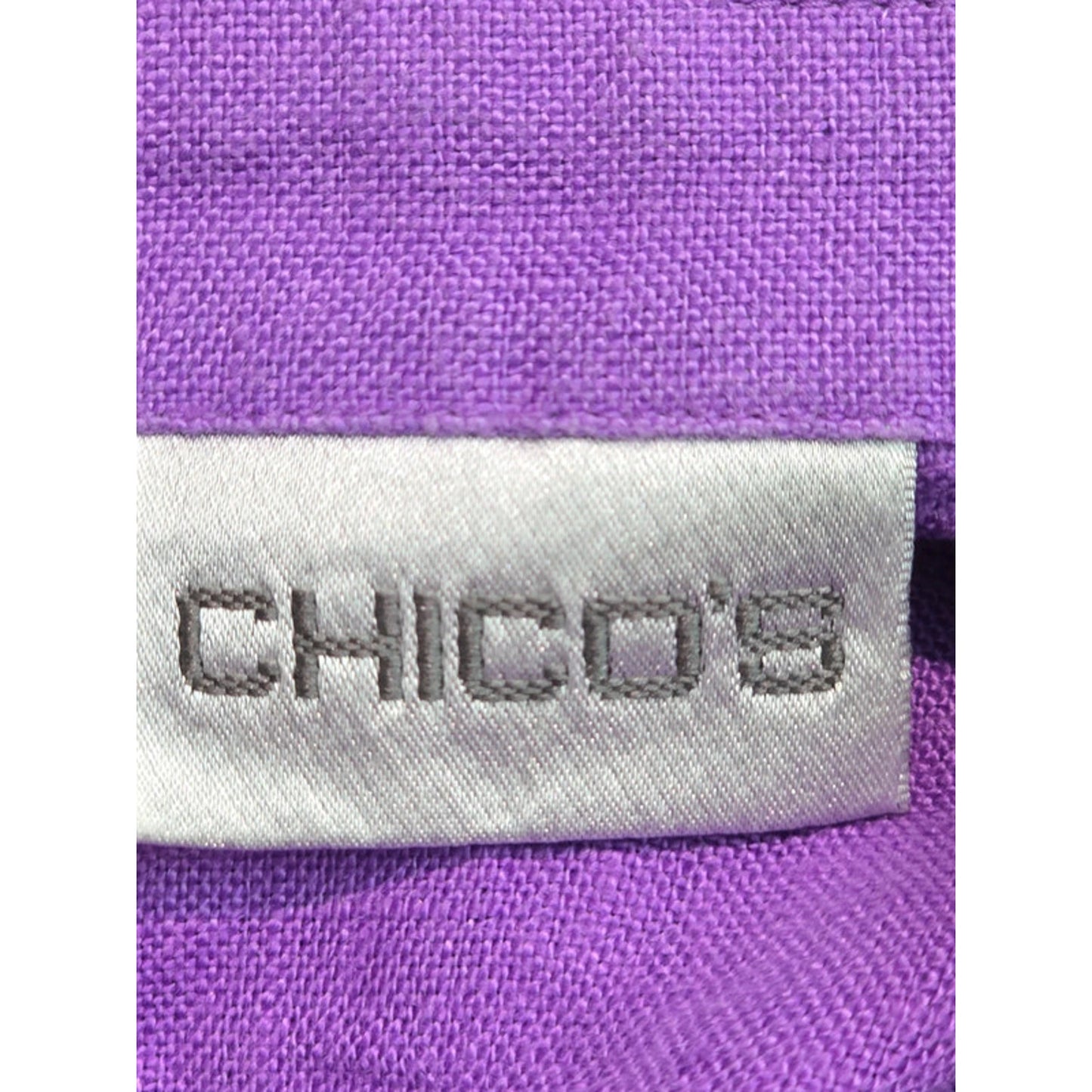 Chico's Purple 100% Linen Button Up Top Size Large 2