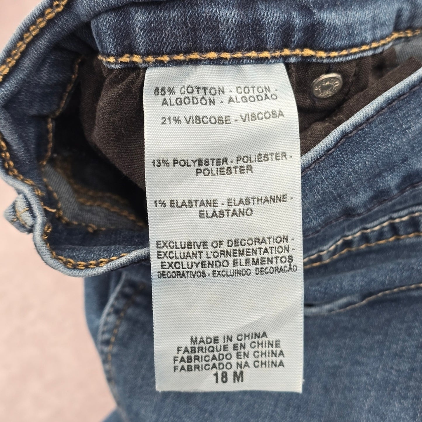 055. Levis Denizen Curvy Skinny Straight Stretch Blue Denim Pants Jeans 18M