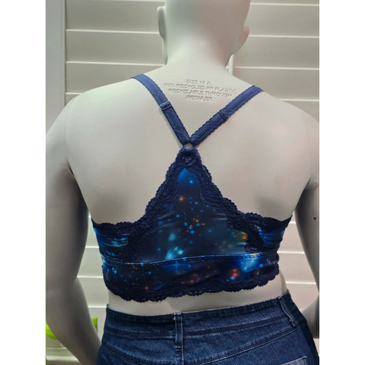 Torrid Curves Blue Galaxy Lace Floral Fairy Bridal Bralette Plus Size 2X