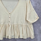Urban Outfitters Pink Ruffle Button Short Cropped Oversized Blouse Top S Small