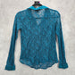 052. Forever 21 Green Lace Button Down Long Sleeve Top Small
