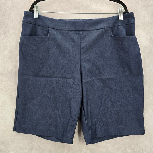 Time and Tru Blue Stretch Pullon Bermuda Pants Shorts Plus XL Extra Large 16 18
