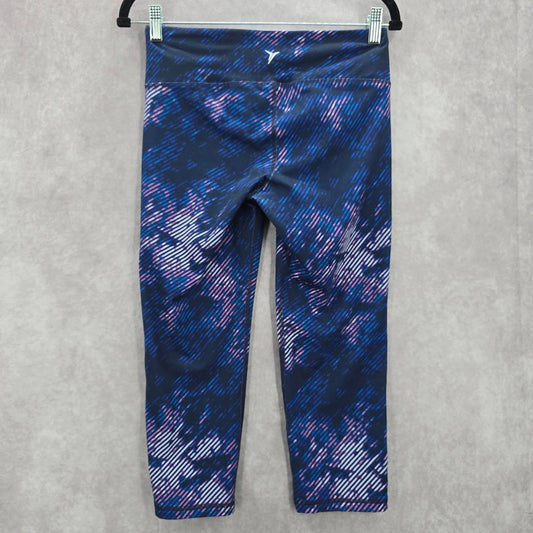 Old Navy Active Cropped Capri Blue Purple Yoga Stretch Pants Leggings M Medium