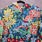 Gymboree Blue Floral Pullover Windbreaker Hood Coat Jacket Half Zip Girls XL 14