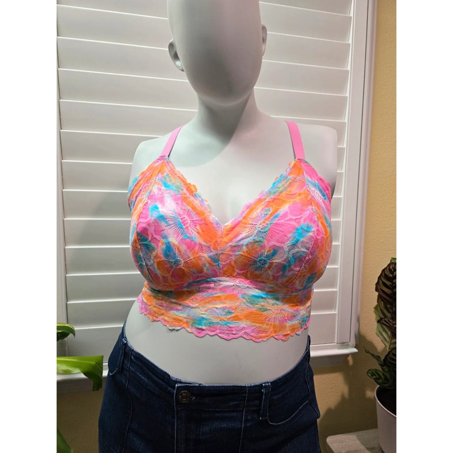 Multicolor Lace Floral Fairy Bralette Plus Size XXXL 3X