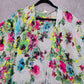 OP White Floral Fringe Boho Beach Swim Cover Up Duster Kimono XL Extra Large