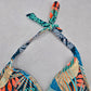 Sun & Sea Green Tropical Padded Tie Swim Sports Bra Beach Bikini Top M Medium