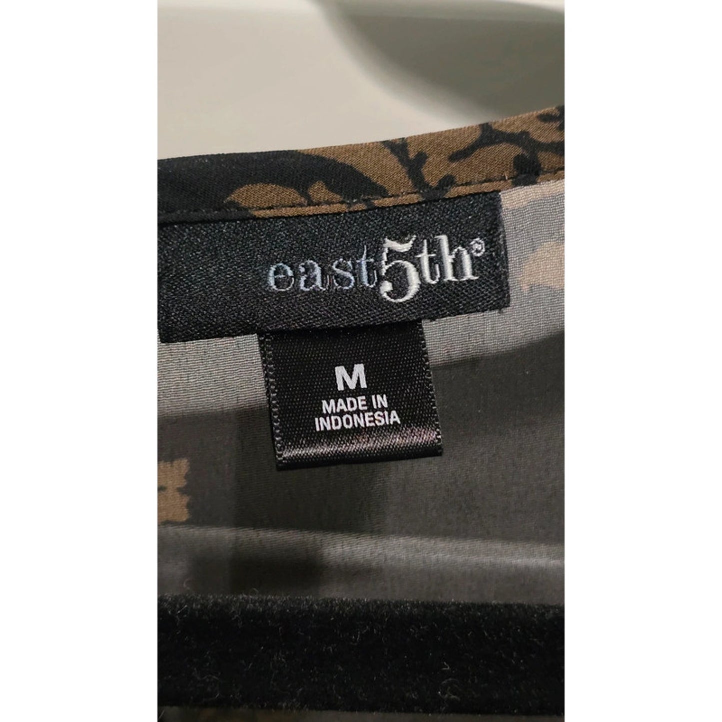 East 5th Black Sheer Whimsy Floral Top Medium