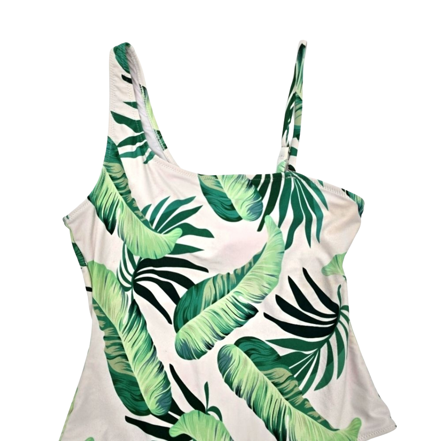 Tropical Leaf White One Piece Swimsuit Beach 90s Y2K Vacation Resort 90s Medium