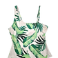 Tropical Leaf White One Piece Swimsuit Beach 90s Y2K Vacation Resort 90s Medium