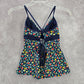 Lands' End Blue Floral Crisscross Tie Padded Swimwear Tankini Tank Top Small 4