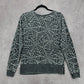 Grayson Threads Gray White Spider Web Pattern Long Sleeve Pullover Sweater Small