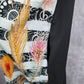 Takaya Siam Black Short Sleeve Maxi Feather Print Sheer Ruffle Dress Medium