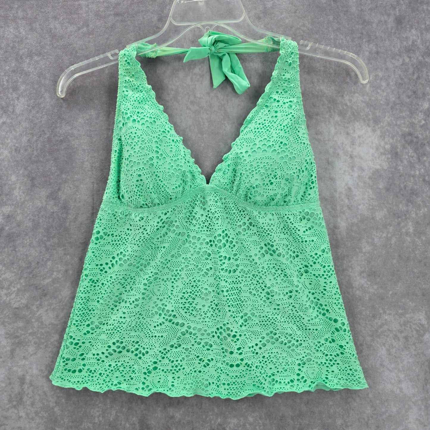 Mossimo Green Eyelet Halter Padded Swimwear Swimsuit Tankini Tank Top Medium M