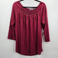 Jason Maxwell Red Lace Quarter Sleeve Ruched Top Blouse Large