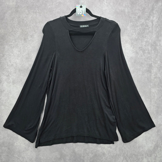 051. Cotton On Black Flare Long Sleeves Stretchy Cutout Top Small