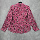 Talbots Pink Animal Print Long Sleeve Button Blouse Top Shirt Petite Cotton 12P