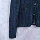 Valerie Stevens Blue Chenille Knit Granny Preppy Cozy Cardigan Sweater Large