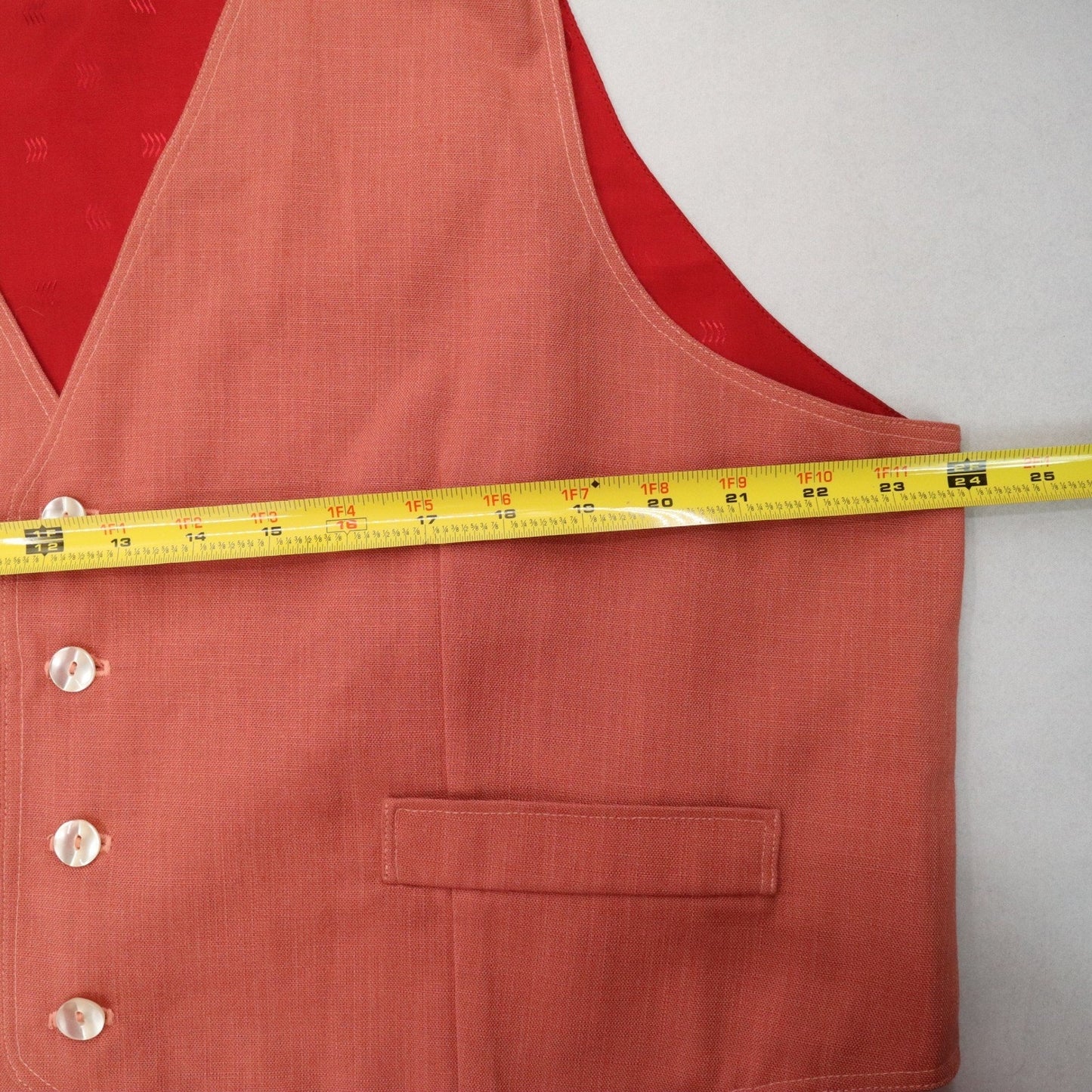 Orange 4 Button Point Red Welt Pocket Waistcoat Formal Tuxedo Suit Vest 48R