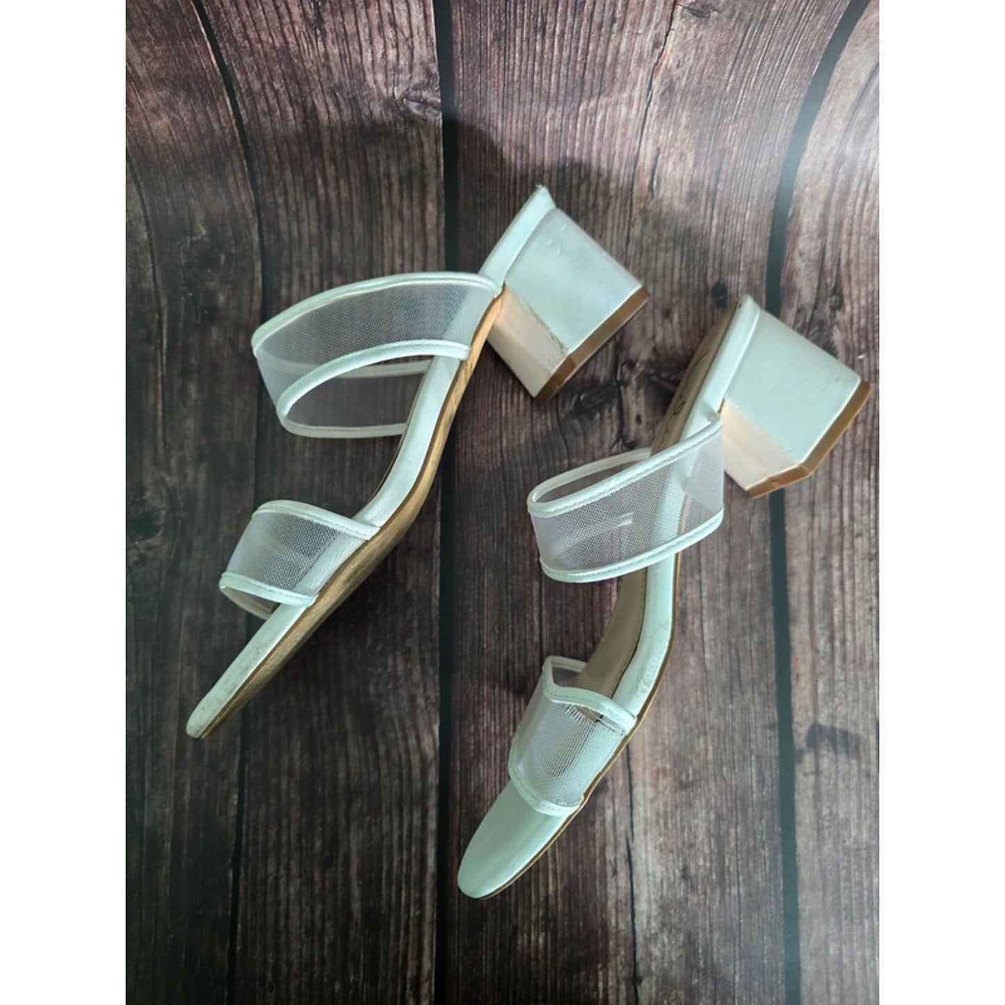 Lulus White Mesh Strap Heels 8