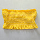 Y2K VTG Yellow Ruffle Smock Bandeau Coquette Retro Swimwear Bikini Top Medium