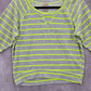 Eyelash Couture Gray Green Stripe Shirt Blouse Y2K Top Medium