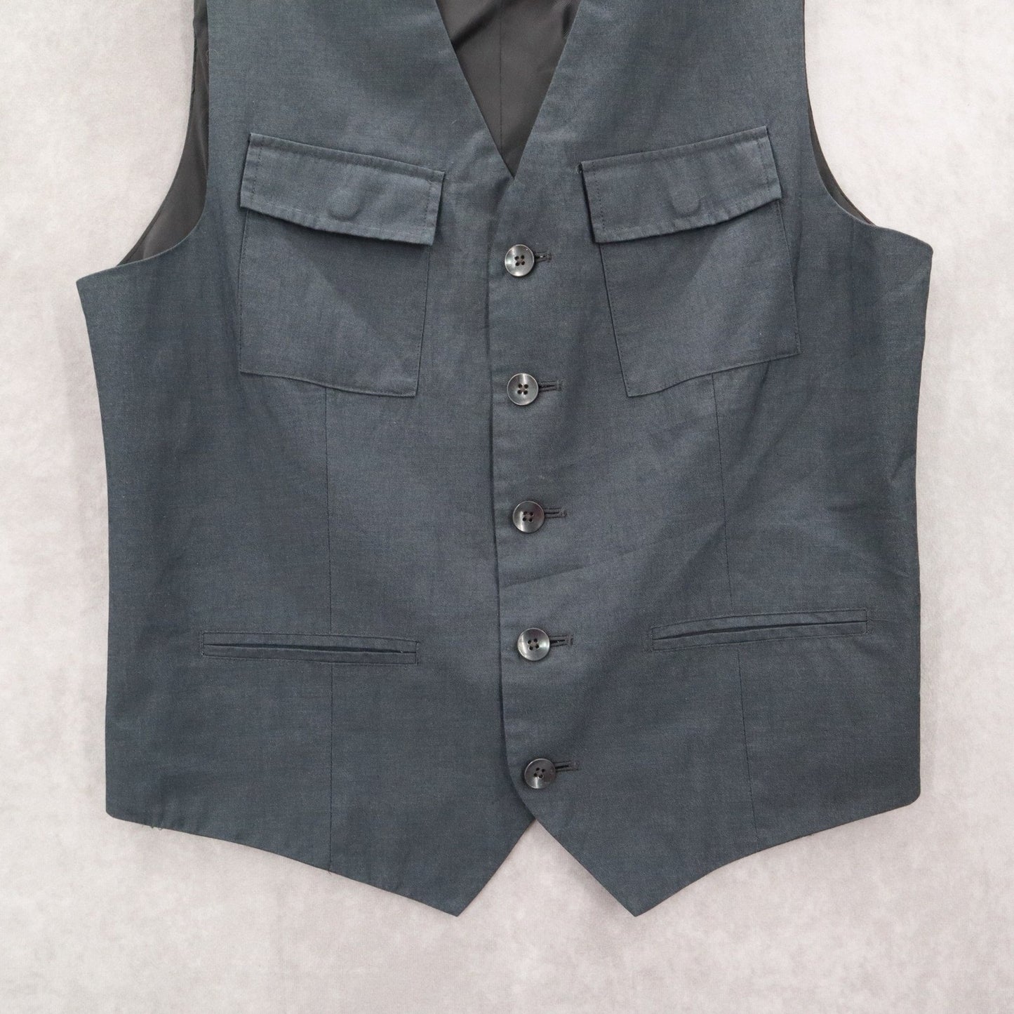 Kenneth Cole Blue 5 Button Point Pocket Waistcoat Formal Tuxedo Suit Vest M 42R