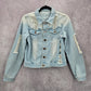 Blue Wash Raw Jeans Denim Distress Button Jacket Small