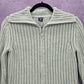 Gap Green Ribbed Long Sleeve Cotton Zip Collar Cardigan Sweater Small