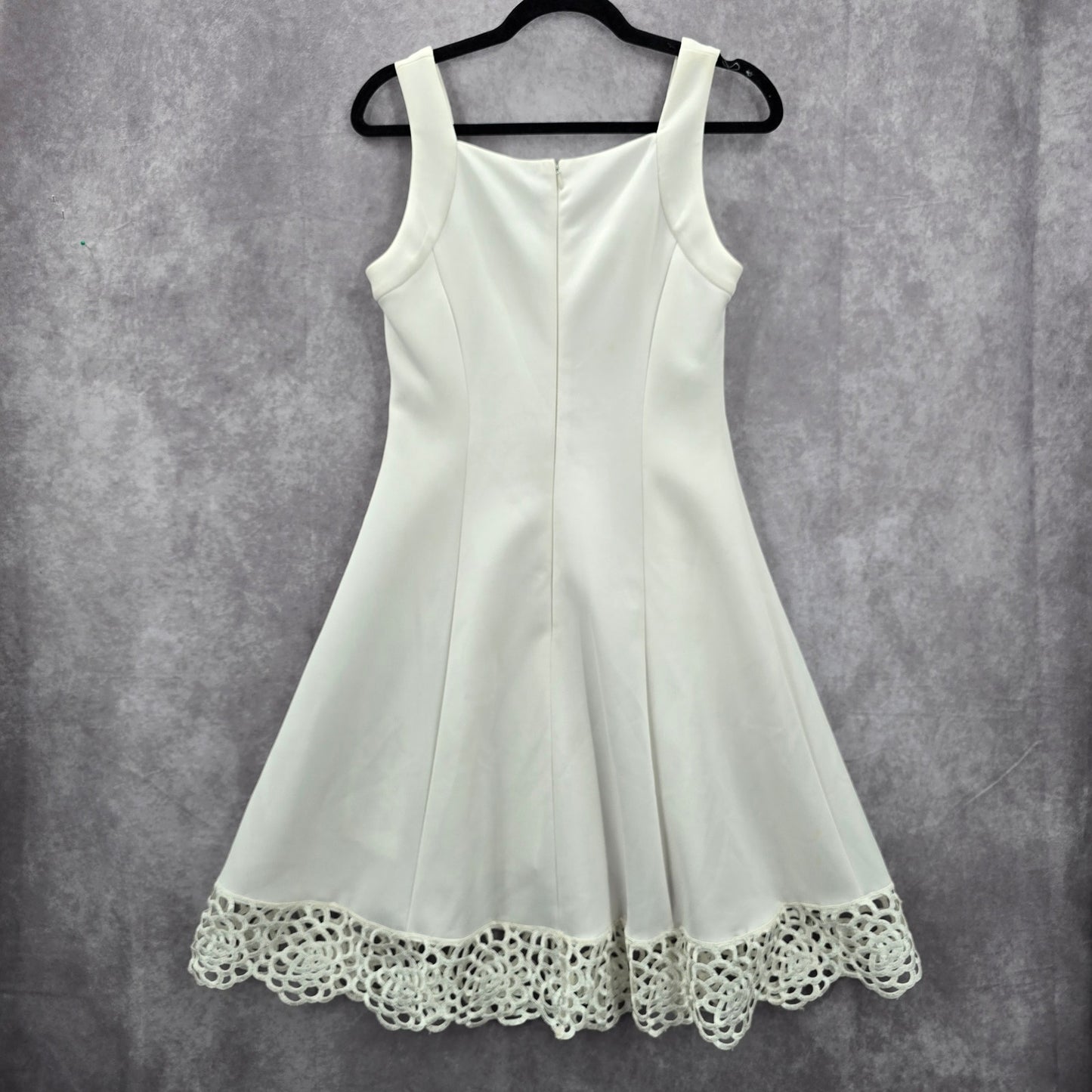 Donna Ricco White Sleeve Less Lace Zipper Y2K Retro Indie Flare Dress 8
