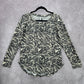New Directions Gray Print Long Sleeve Y2K Western Fairy Sweater Top Medium
