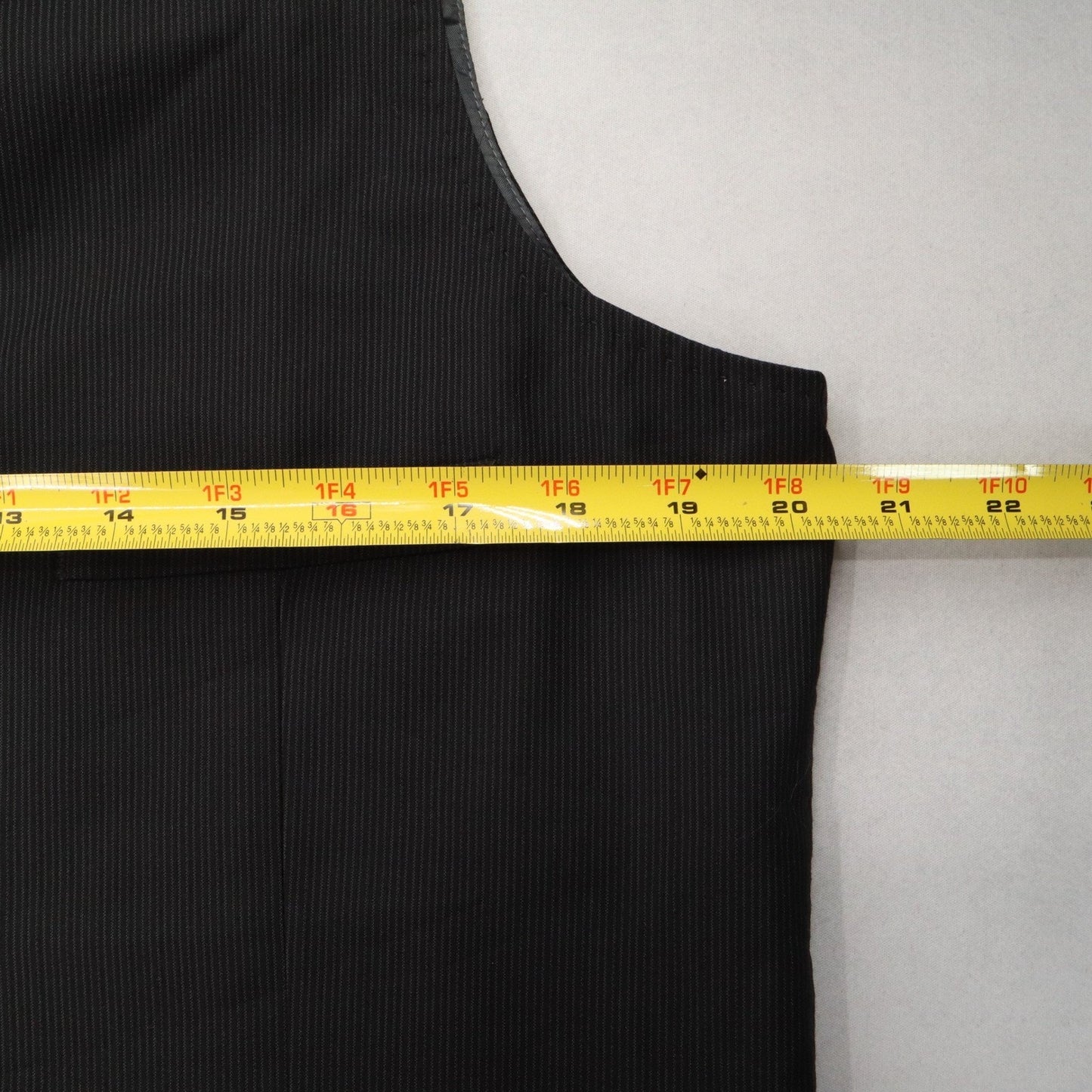 J Ferrar Black 4 Button Point Welt Pocket Stripe Formal Tuxedo Suit Vest M 42R