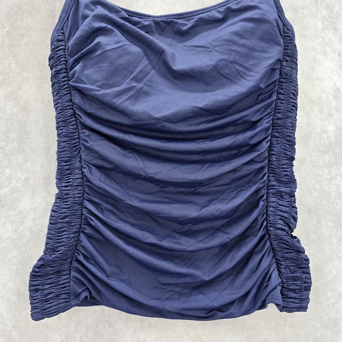 DKNY Blue Scrunch Drape Stretch Padded Swimwear Tankini Tank Top Medium M 10