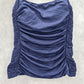 DKNY Blue Scrunch Drape Stretch Padded Swimwear Tankini Tank Top Medium M 10