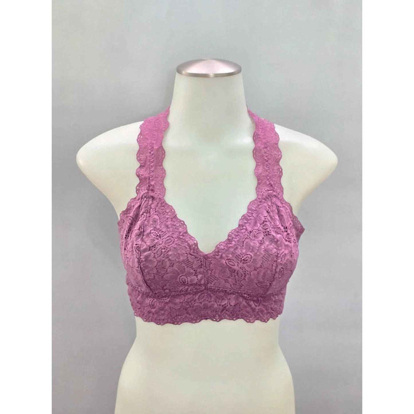 Felina Purple Lace Floral Whimsy Racerback Bridal Bralette Medium