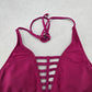 Mossimo Purple Padded Cutout Halter Tie Plunge Bikini Bralette Swim Top S Small